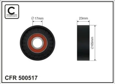 Ролик натяжной 65x17x23 plastik CAFFARO 500517