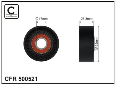 Ролик натяжной 65x17x26,3 plastik CAFFARO 500521