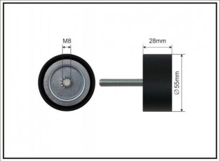 Ролик паразитний OPEL ASTRA J 1.6 12.12- (пластик/гладкий)(55x28x8) CAFFARO 500656 (фото 1)