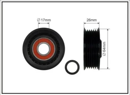 Ролик генератора MB Sprinter CDI (поліклиновий) (паразитний) (69х26.4) CAFFARO 80-40 Купити в Україні