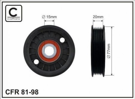 Ролик генератора Audi A4/A6/VW Passat 1.9TDI 95-01 (пластик/5PK)(77x20x15) CAFFARO 81-98