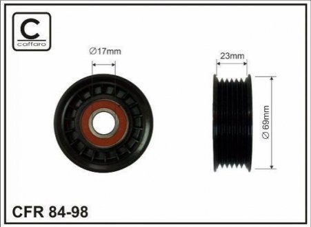 Ролик приводного ремня Ford Focus 1.4/1.6 16v 98-(69x22,5x17) CAFFARO 84-98