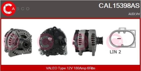 ALTERNATOR 12V 180A CASCO CAL15398AS