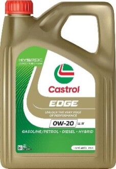 4л EDGE 0W-20 LL IV Масло синтетическое. C5, Porsche C20, VW 508.00, 509.00, Ford WSS-M2C 956-A1 CASTROL 15F612