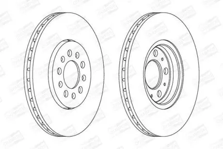 Диск гальмівний (передній) Skoda Fabia 99-/Rapid 13-/Roomster 06-15/VW Golf (288x25)(з покр.)(вент.) CHAMPION 562041CH Купити в Україні