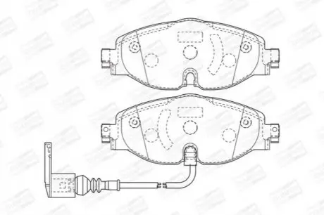 Колодки гальмівні (передні) Audi A3/Q2/Q3/Seat/Skoda Octavia/Kodiaq/VW Golf/Passat B8 12-(+датчик) CHAMPION 573390CH