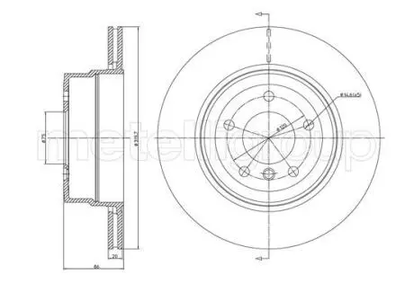 Фото Диск гальмівний (задній) BMW 5 (E60/E61) 525d/xd/i/xi/530d/xd/xi 05-10 (319.8x20)(з покриттям)(вент.) CIFAM (800-1115C) зображення 1