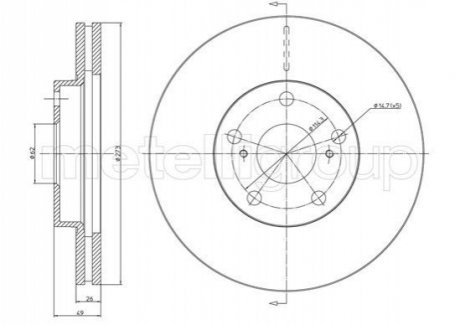 Диск гальмівний TOYOTA AURIS 07- CIFAM 800979C (фото 1)