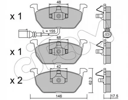 Колодки гальмівні (передні) Audi A3/Seat Leon/Skoda Octavia IV/V/VW Golf VII 12- (+датчик) CIFAM 822-1028-0 Купити в Україні