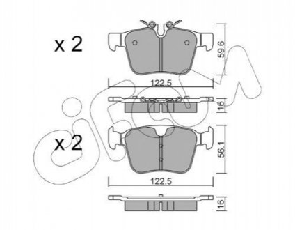 LANDROVER К-т задних тормозов. колодок Discovery Sport 2,0-2,2 14-, Range Rover Evoque 2,0-2,2 11- CIFAM 822-1122-0