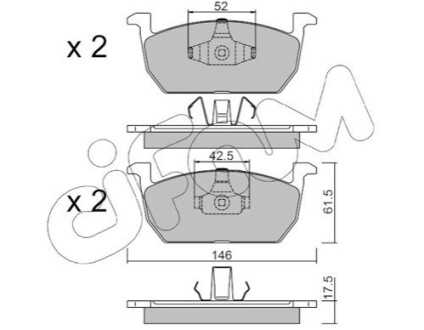 SKODA колодки гальмівні передні (без датчик.) KAMIQ, OCTAVIA III 19-, AUDI A1 Sportback 18- CIFAM 822-1214-0