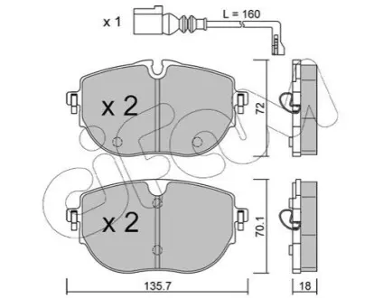 Колодки гальмівні (передні) VW T6 15- (з датчиком) CIFAM 82213210 Купити в Україні