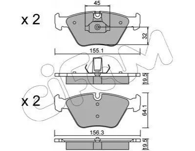 Колодки гальмівні (передні) BMW 3 (E36/E46) 92-06/5 (E34) 87-96/7 (E32) 87-94/Z3 (E36) 97-03 CIFAM 822-207-3 Купити в Україні