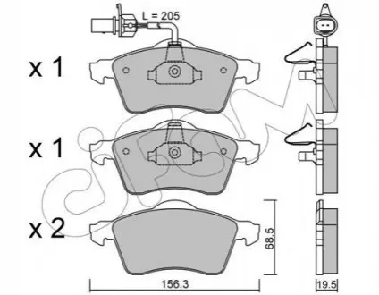 VW тормозные колодки передн. T4 96- (с датчик.) CIFAM 822-263-1 Купить в Украине