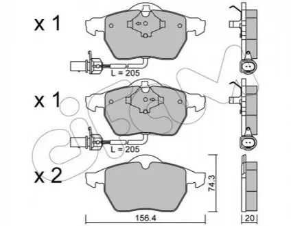 Колодки гальмівні (передні) Audi A4/A6/Skoda Superb/VW Passat 1.9TDI/2.5TDI 96-(з датчиками)(ATE) CIFAM 822-314-0 Купити в Україні
