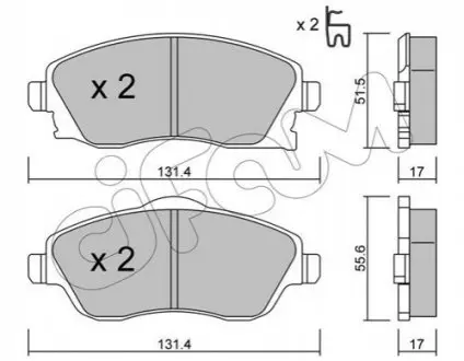 Колодки гальмівні (передні) Opel Combo 01-/Corsa C 00-09/Meriva A 03-10/Tigra 04-10 CIFAM 8223400 Купити в Україні