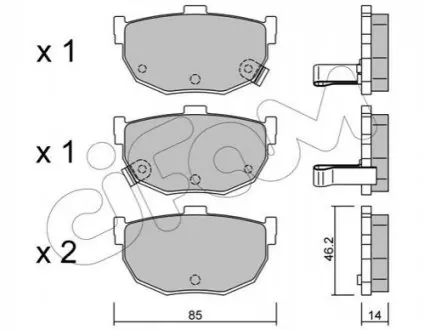 Колодки гальмівні (задні) Hyundai Elantra/Kia Cerato 00- (85.6x46.3) CIFAM 8223620 Купити в Україні