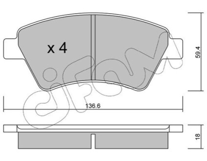 Тормозные колодки пер. Kangoo (4x4) 01- CIFAM 822-544-0