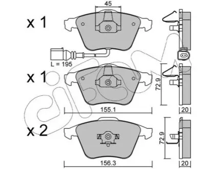 Колодки гальмівні (передні) VW Passat 05-10/Skoda Superb 08-15 (з датчиком) CIFAM 822-549-2 Купити в Україні