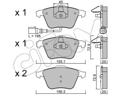 Колодки гальмівні (передні) Audi A3/Seat Leon 05-13/VW Golf 09- (Ate-Teves) CIFAM 822-549-4 Купити в Україні