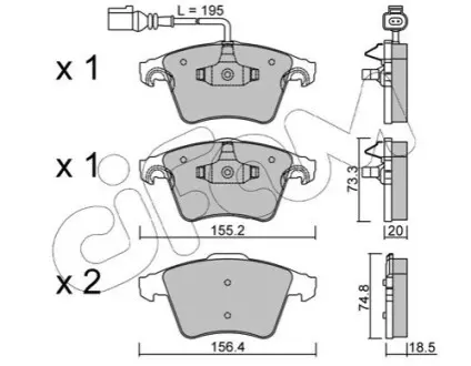 Колодки гальмівні (передні) VW Multivan/T5 03-/T6 15- (з датчиком) CIFAM 822-552-0 Купити в Україні