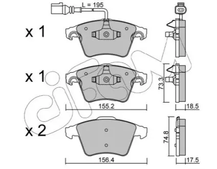 Комплект гальмівних колодок (передніх) VW Multivan/T5 03-/T6 15- (з датчиком) CIFAM 822-552-1 Купити в Україні