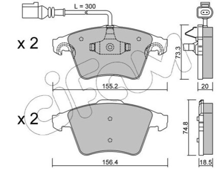 VW Колодки гальмівні передні.Touareg (teves) 02- CIFAM 822-552-2 (фото 1)