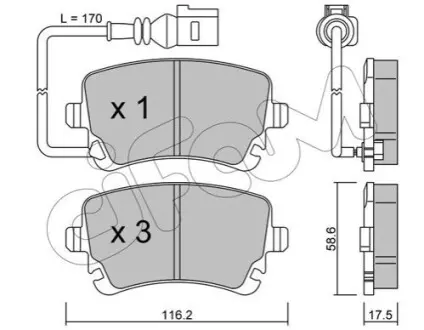 Колодки гальмівні (задні) VW T5 03- (з датчиком) CIFAM 822-554-0 Купити в Україні