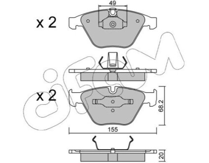 BMW Колодки гальмівні передні. 3 E90,5 E60,6 E63,7 E65/66,.X1 E84 01- CIFAM 822-558-0 (фото 1)