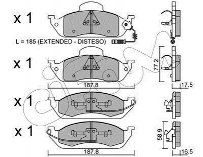 DB тормозные колодки передние. ML W163 98- CIFAM 822-569-0 (фото 1)