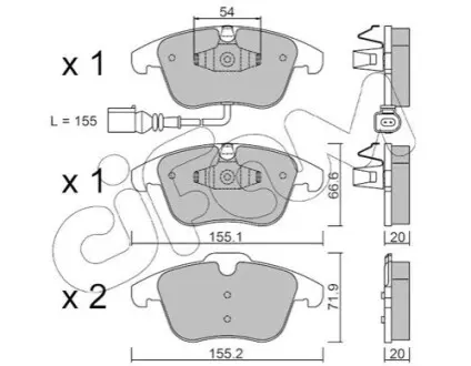 Колодки гальмівні (передні) Audi Q3 11-18/VW Passat Tiguan 07-18/Sharan 10-(+датчик) CIFAM 822-675-1 Купити в Україні