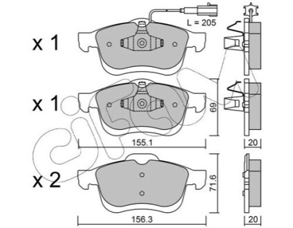 FIAT тормозов.колодки передней. Doblo 10-, Opel Combo 12- CIFAM 822-824-0 (фото 1)