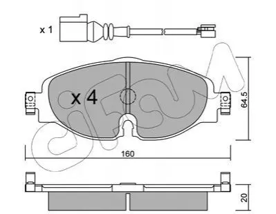 Колодки гальмівні (передні) Audi A3/Q2/Q3/Seat/Skoda Octavia/Kodiaq/VW Golf/Passat B8 12-(+датчик) CIFAM 822-950-0K Купити в Україні