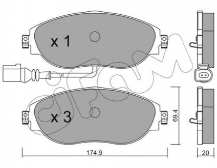 VW К-т передних торм. колодок Golf VII, Passat 10-, SKODA Octavia 12- CIFAM 8229520 (фото 1)