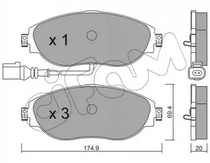 Колодки гальмівні (передні) Audi Q3 18-/A3/Skoda Octavia/VW Passat B6-B8/Golf/Tiguan 12- (+датчик) CIFAM 8229520 Купити в Україні