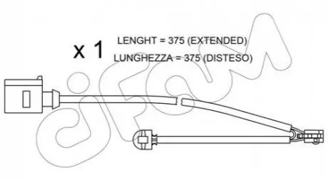 Датчик зносу гальмівних колодок (передніх) VW Touareg/Porsche Cayenne 02-10 (L=375mm) CIFAM SU.294 Купити в Україні