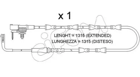 Датчик зносу гальмівних колодок (передніх) Land Rover Defender/Discovery/Range Rover 12- (L=1313mm) CIFAM SU.389 Купити в Україні