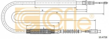 Трос ручного тормоза задний. L/P Citroen Jumper II 02-/Fiat Ducato 2.3JTD 02- COFLE 104728