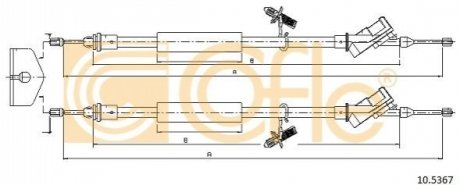 Трос ручного тормоза зад.(барабан) Ford Focus 1,4i 16V COFLE 105367