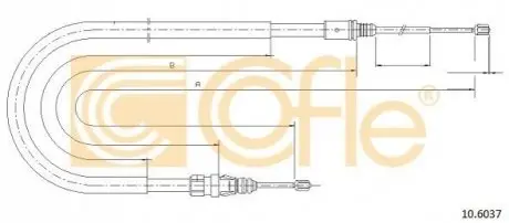 Трос ручника Peugeot 207/208/2008/Citroen C3 06- (1910/1103mm) COFLE 106037
