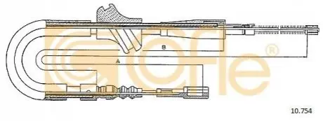 Трос ручного гальма правий (барабанний) Audi 80 1.6-1.9 86-91 COFLE 10754