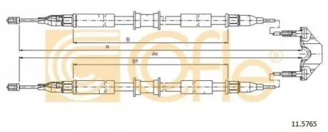 Трос ручника Opel Combo 01- (барабанные тормоза) (1235/1235mm) (к-кт) COFLE 115765 Купити в Україні