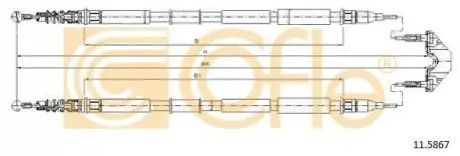 Трос ручника Opel Zafira 05-15 (1774/1749mm) COFLE 115867 Купити в Україні