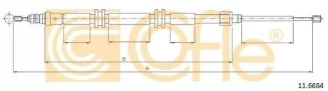 Трос ручного тормоза Renault Kangoo 08- 2010/920 mm COFLE 116684