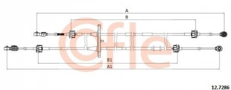 Трос КПП Fiat Doblo 1.4/1.6D/2.0D 10- (1454/1326mm) COFLE 12.7286 (фото 1)