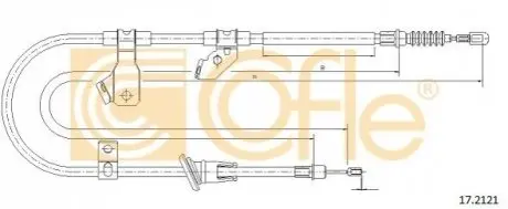 Трос ручника (задній) (R) Mitsubishi Colt/Smart Forfour 04-12 (1570/1420mm) COFLE 172121
