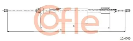 Трос ручника (задній) (L) Citroen Berlingo 96- (1745/1405mm) COFLE 92104705
