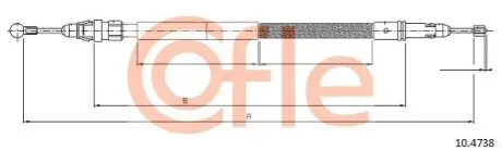 Трос ручника (задній) Fiat Scudo/Peugeot Expert 1.6/2.0 D 07- (1614/1468mm) COFLE 92104738