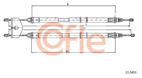 Трос ручника (задній) Ford Fiesta 1.3-1.6 TDCi 01-10 (1445/1305mm) COFLE 92115453