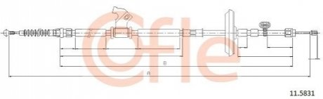 Трос ручного тормоза (задний) (L) Opel Astra J/Chevrolet Cruze 09- (1815mm) COFLE 92115831